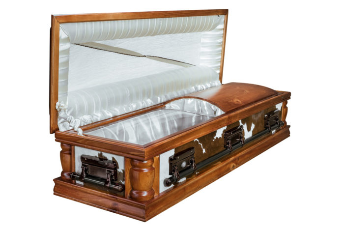 Casket vs Coffin Manufacturers, Standard Coffin Size, Caskets Prices, Prices of Coffins in South Africa, Caskets for Sale. Nguni Dome Brown & White Open